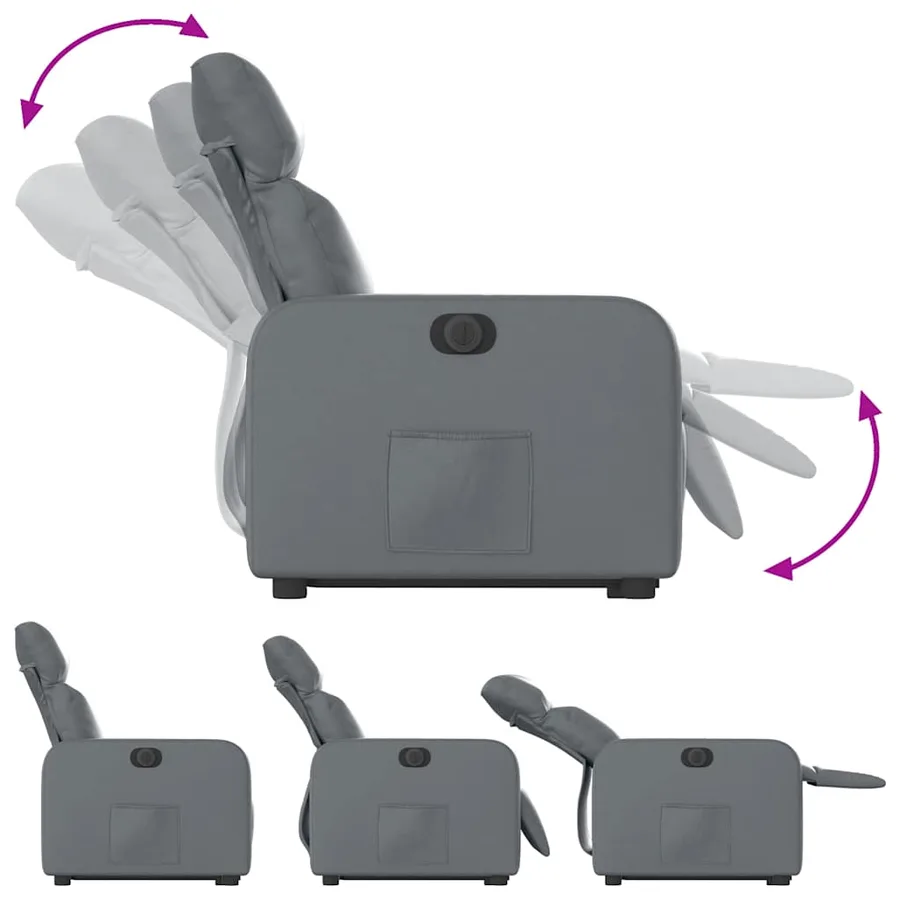 Fauteuil inclinable électrique gris similicuir - 7