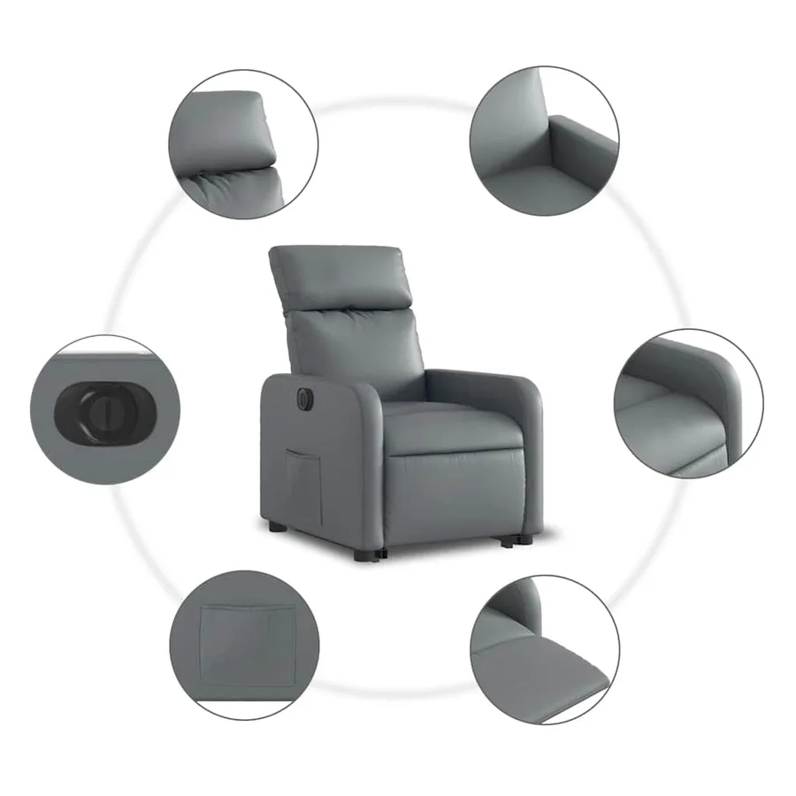 Fauteuil inclinable électrique gris similicuir - 8