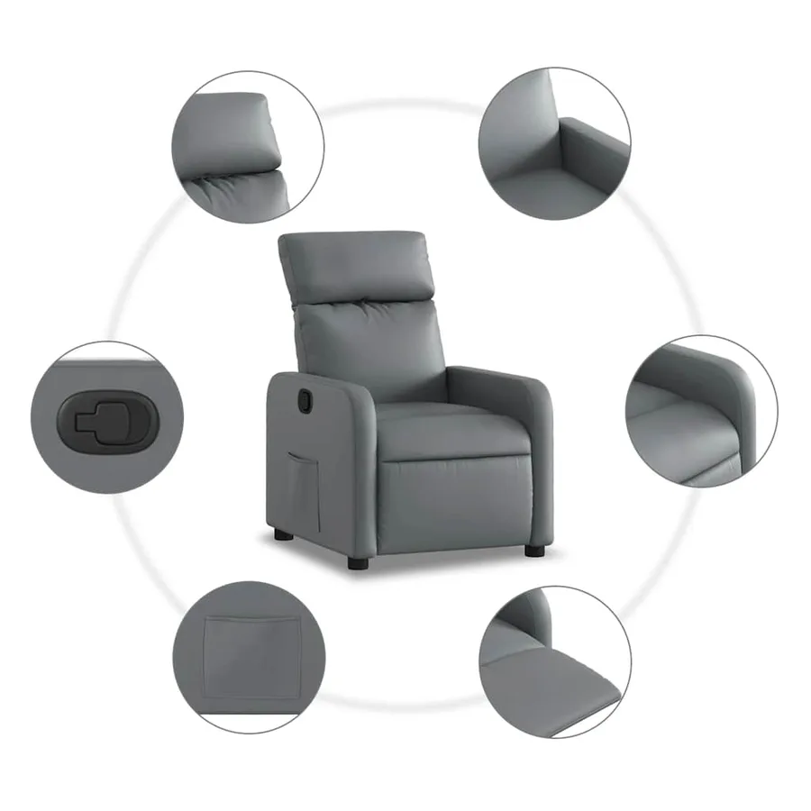 Fauteuil inclinable Gris Similicuir - 5
