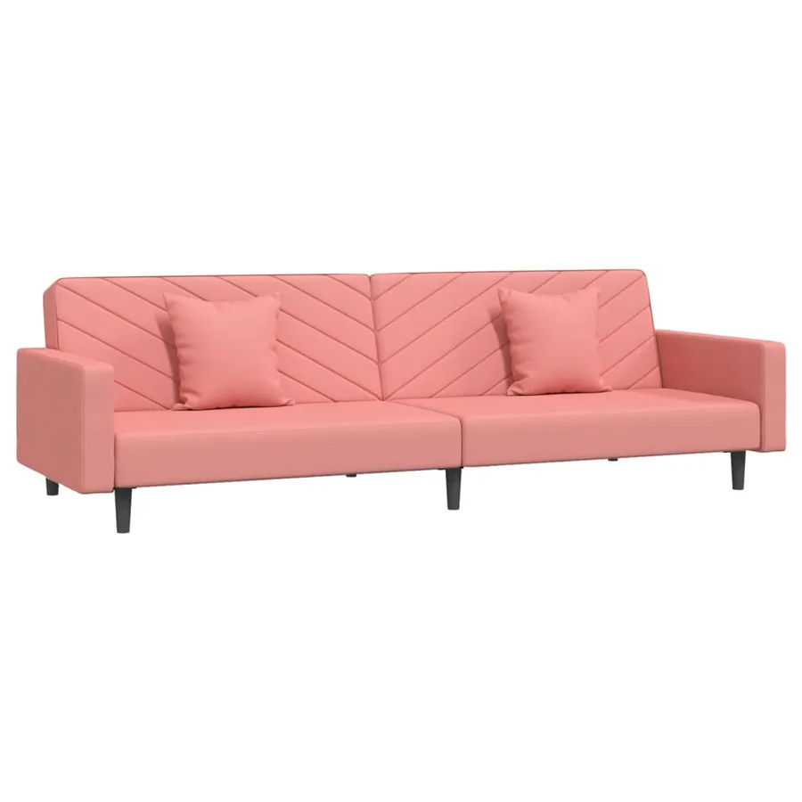 Canapé-lit à 2 places avec deux oreillers Rose Velours - 2