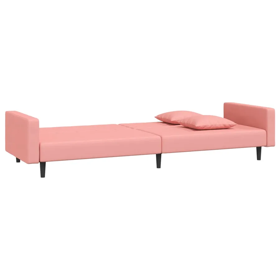 Canapé-lit à 2 places avec deux oreillers Rose Velours - 6