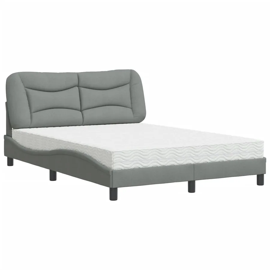 Lit avec matelas Hvar gris clair 120x200 cm tissu - 2