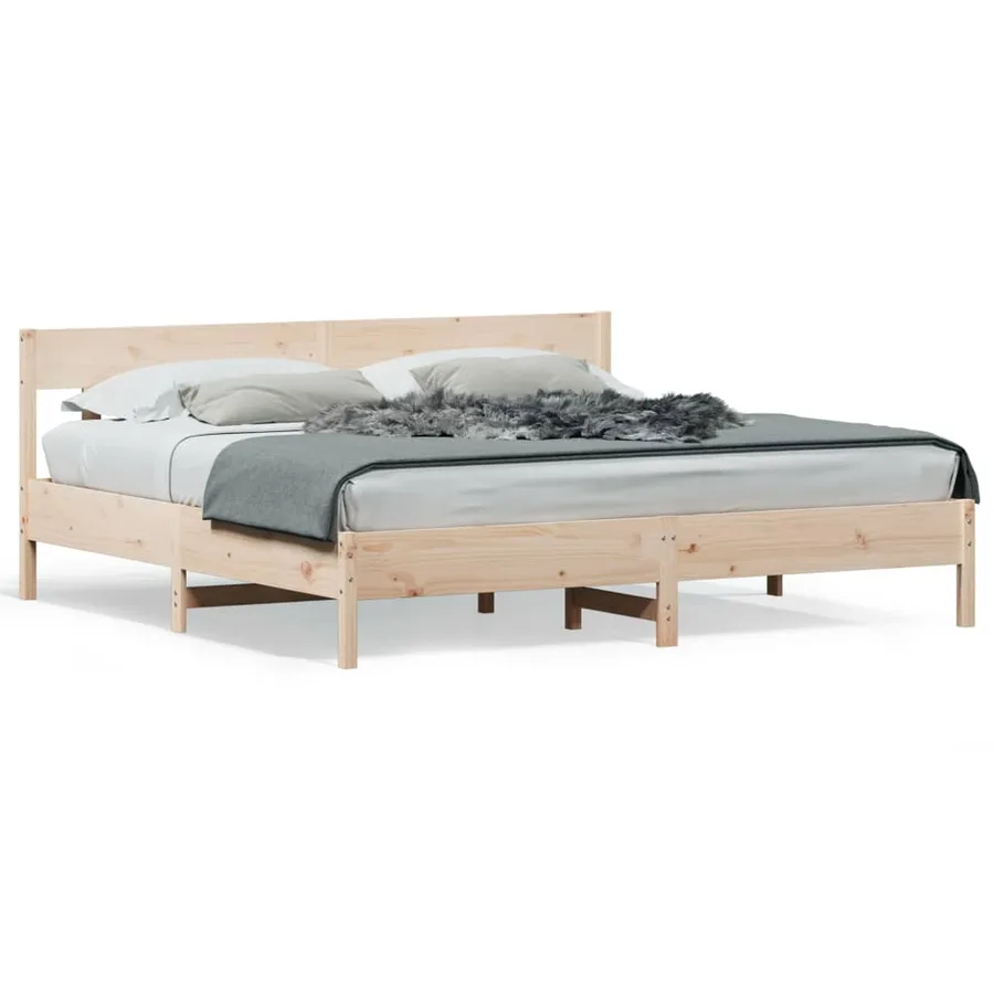Cadre de lit sans matelas 200x200 cm bois massif de pin - 2