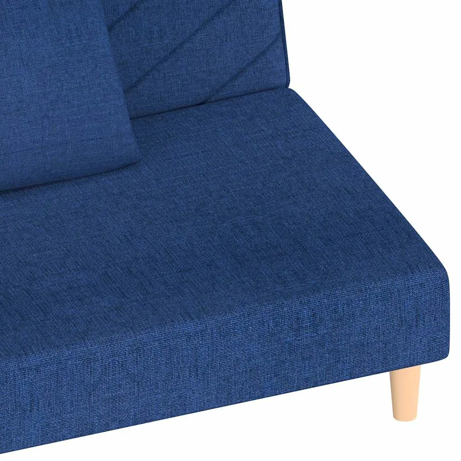 Canapé-lit à 2 places avec deux oreillers bleu tissu - 9