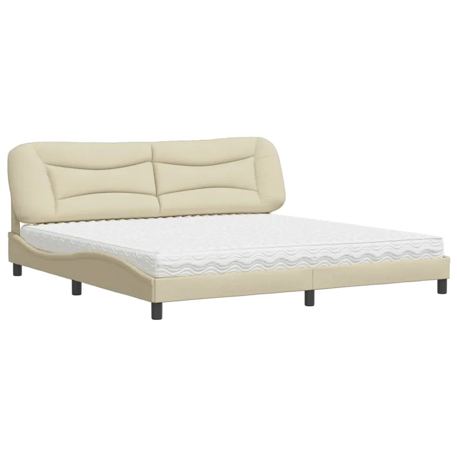 Lit avec matelas Hvar crème 200x200 cm tissu - 2