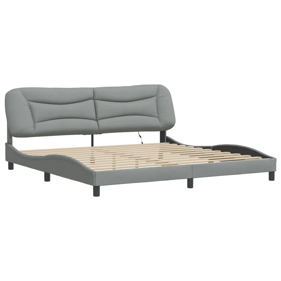 Cadre de lit avec LED sans matelas Hvar gris clair 200x200 cm tissu - 3