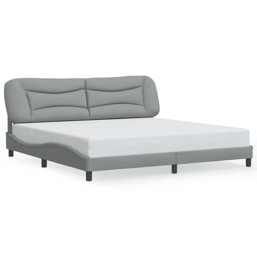 Cadre de lit avec LED sans matelas Hvar gris clair 200x200 cm tissu - 5