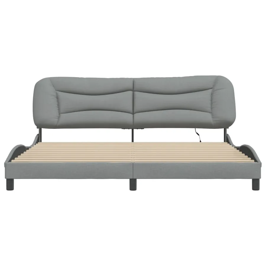 Cadre de lit avec LED sans matelas Hvar gris clair 200x200 cm tissu - 6