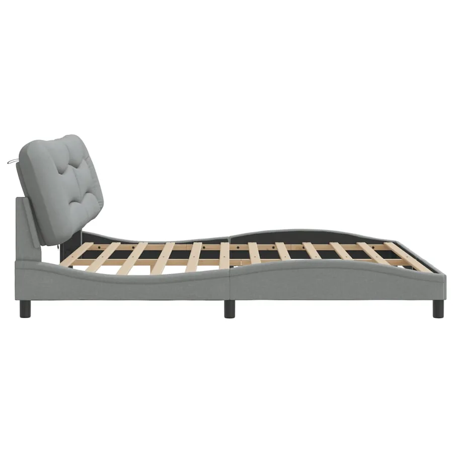 Cadre de lit avec LED sans matelas Hvar gris clair 200x200 cm tissu - 8