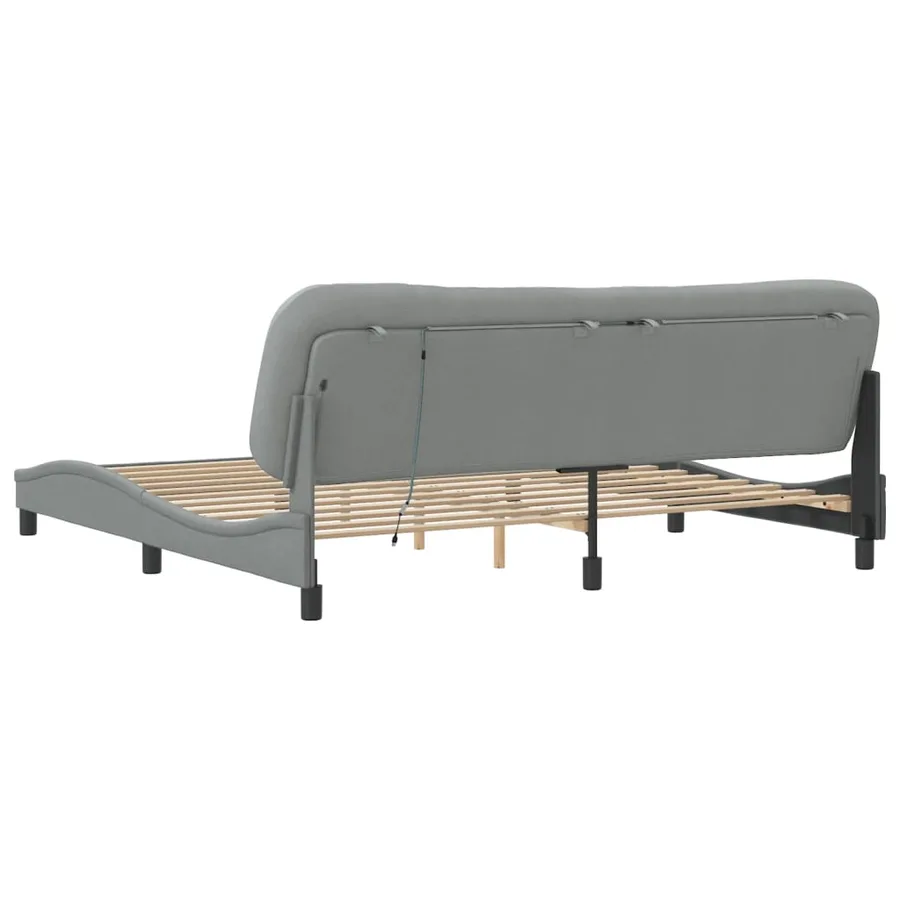 Cadre de lit avec LED sans matelas Hvar gris clair 200x200 cm tissu - 9