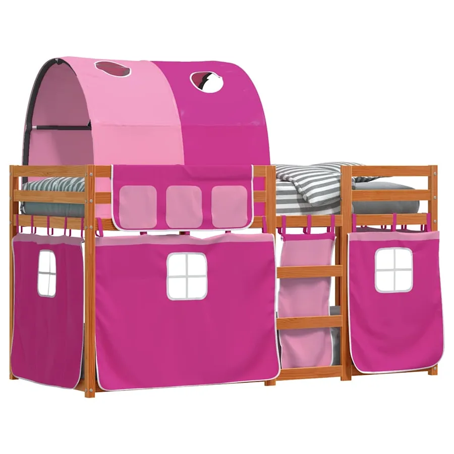 Lit superposé sans matelas rose 80x200 cm bois de pin massif - 4