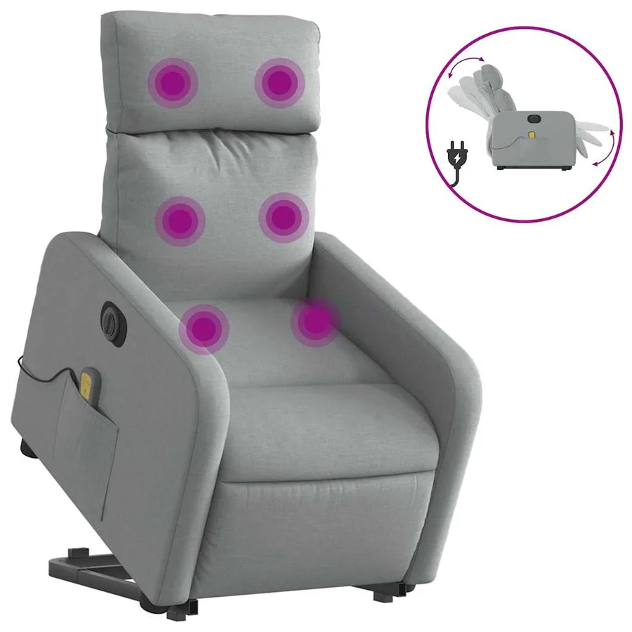 Fauteuil inclinable de massage électrique Gris clair Tissu - 2