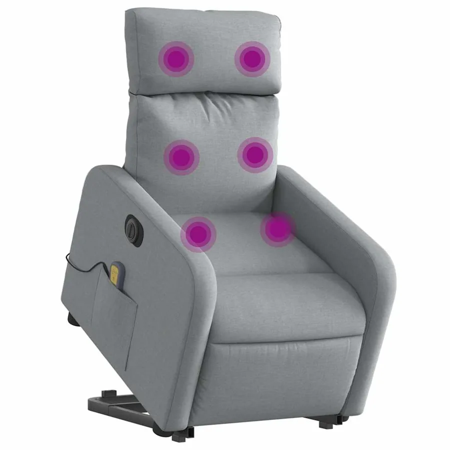 Fauteuil inclinable de massage électrique Gris clair Tissu - 3