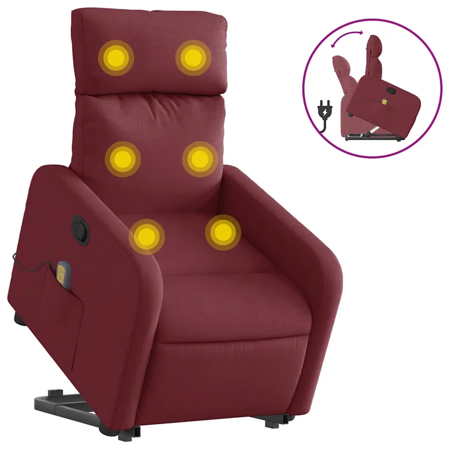 Fauteuil inclinable de massage Rouge bordeaux Tissu - 2
