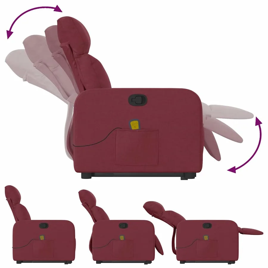 Fauteuil inclinable de massage Rouge bordeaux Tissu - 7