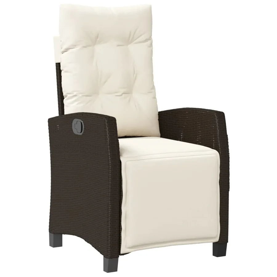 Ensemble à manger de jardin 3 pcs et coussins marron poly rotin - 3