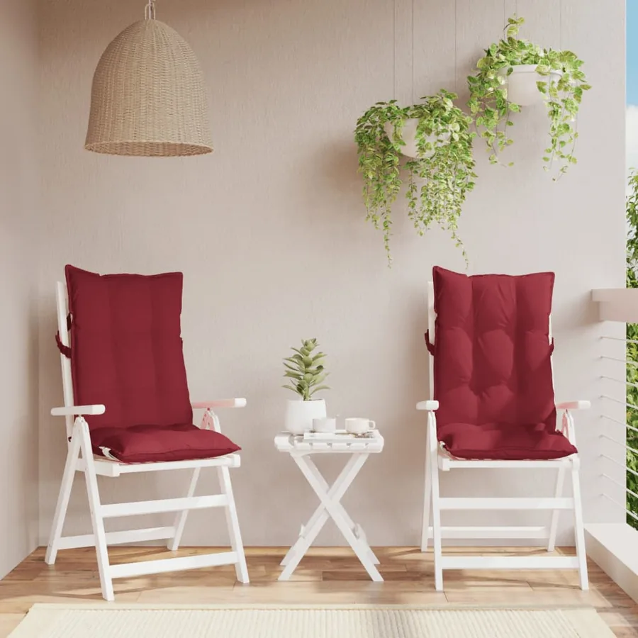 Coussins de chaise à dossier haut lot de 2 rouge bordeaux