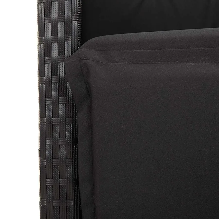 Ensemble à manger de jardin coussins 5pcs Noir Résine tressée - 6
