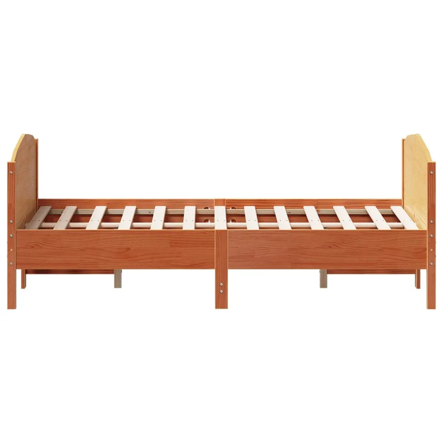 Cadre de lit sans matelas cire marron 135x190cm bois pin massif - 5