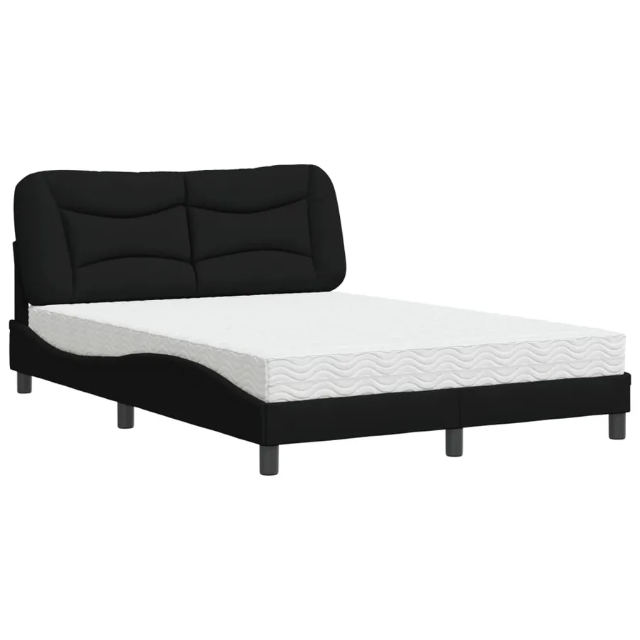 Lit avec matelas Hvar noir 120x200 cm tissu - 2