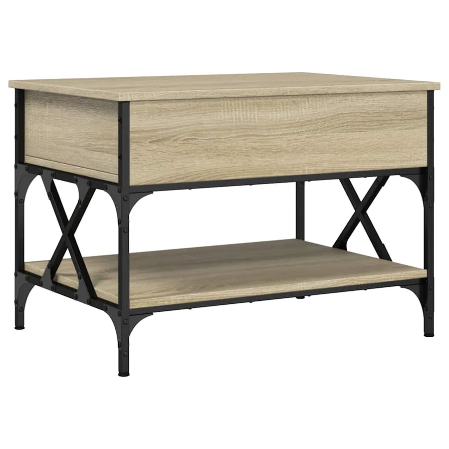 Table basse chêne sonoma 70x50x50 cm bois d'ingénierie et métal - 2