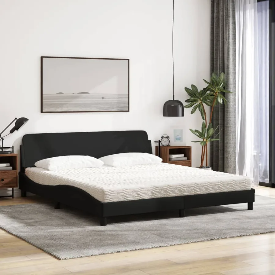 Lit avec matelas Dover noir 180x200 cm tissu - 3