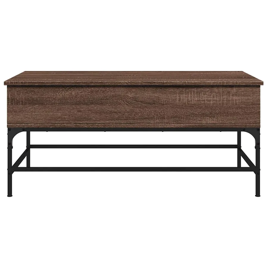 Table basse chêne marron 100x50x45cm bois d'ingénierie et métal - 5