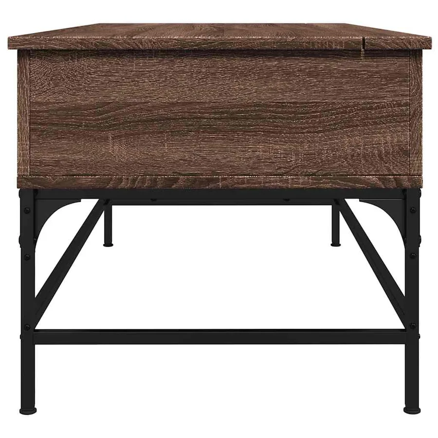 Table basse chêne marron 100x50x45cm bois d'ingénierie et métal - 6