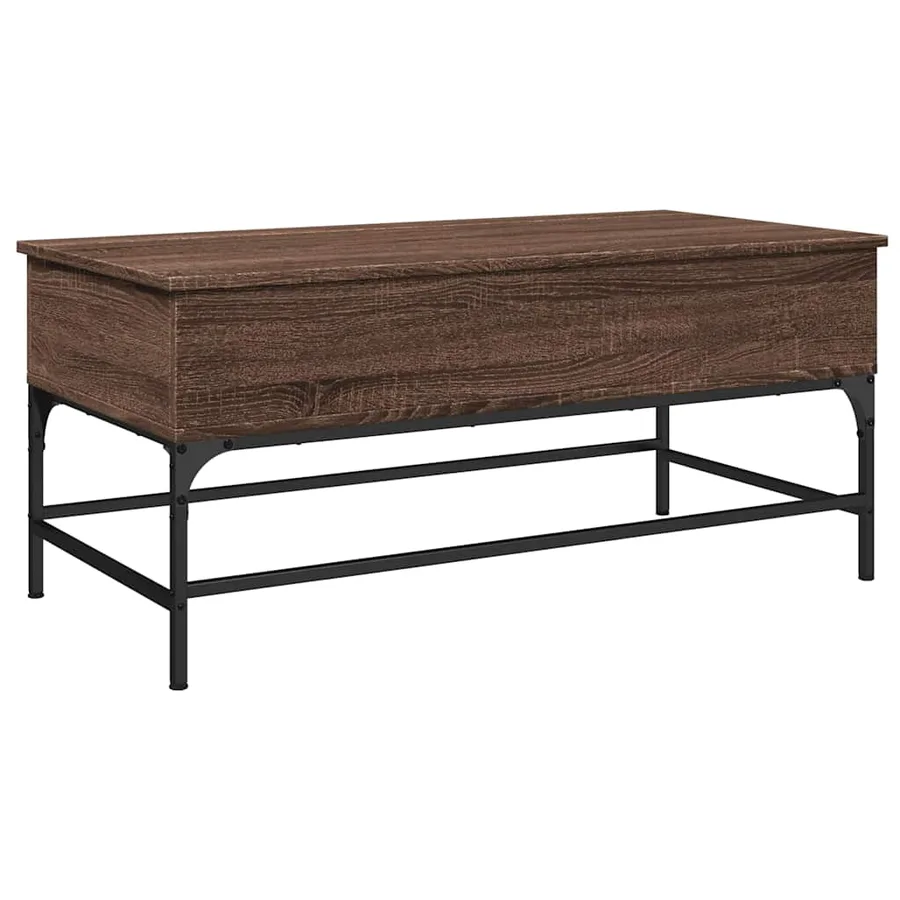 Table basse chêne marron 100x50x45cm bois d'ingénierie et métal - 7