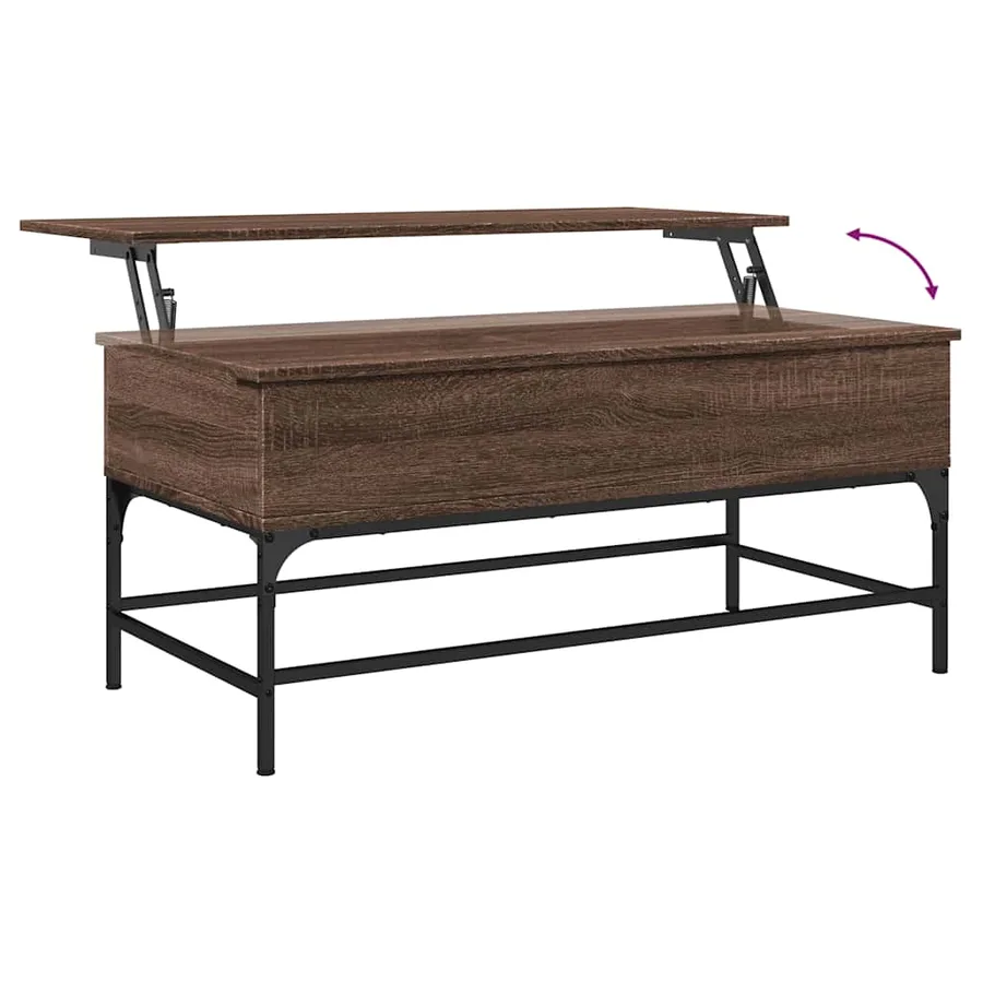 Table basse chêne marron 100x50x45cm bois d'ingénierie et métal - 8