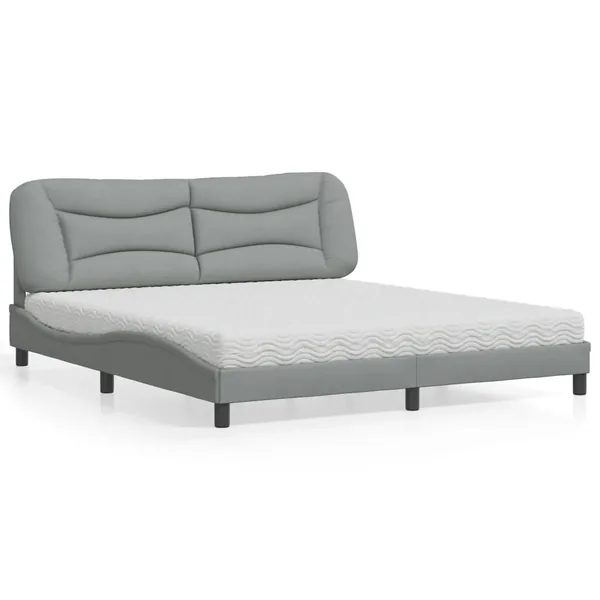 Lit avec matelas Hvar gris clair 180x200 cm tissu