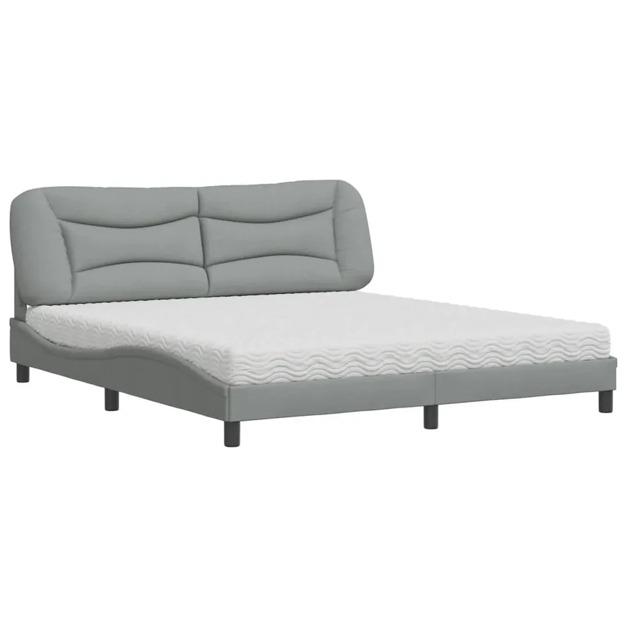 Lit avec matelas Hvar gris clair 180x200 cm tissu - 2