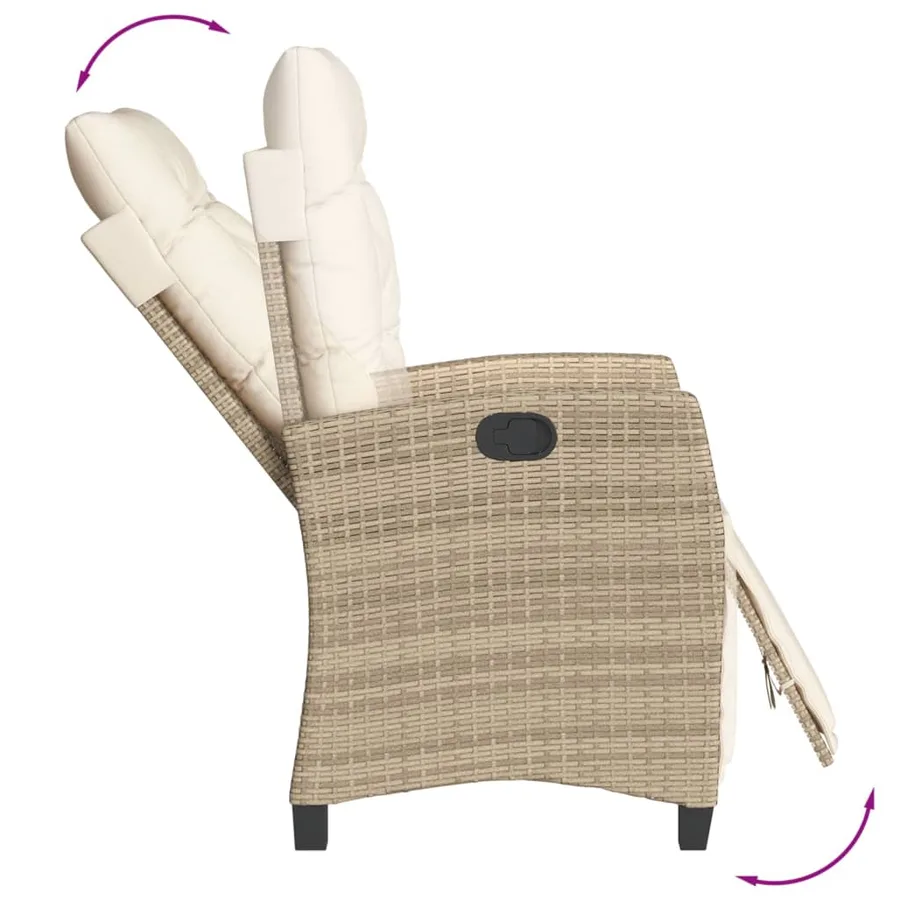 Ensemble à manger de jardin et coussins 3 pcs Beige poly rotin - 4