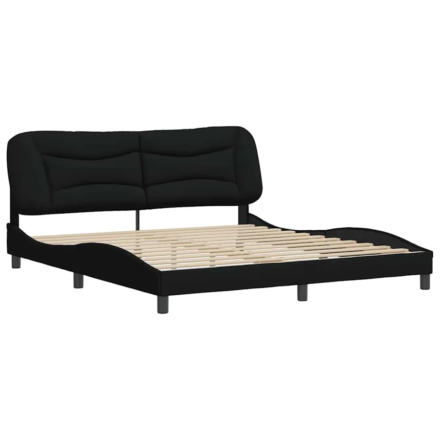 Cadre de lit sans matelas Hvar noir 180x200 cm tissu - 3