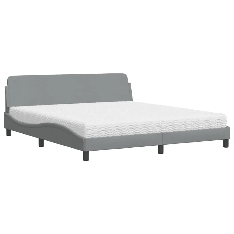 Lit avec matelas Dover gris clair 180x200 cm tissu - 2