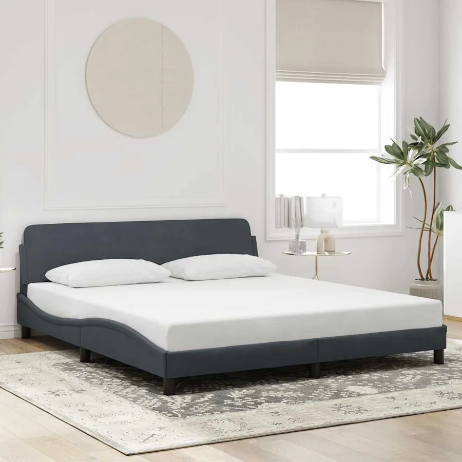 Cadre de lit Dover gris foncé 180x200 cm velours