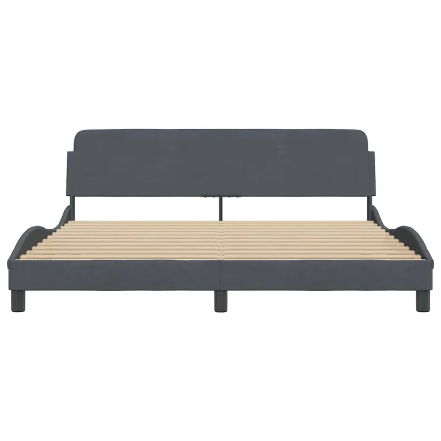 Cadre de lit Dover gris foncé 180x200 cm velours - 4