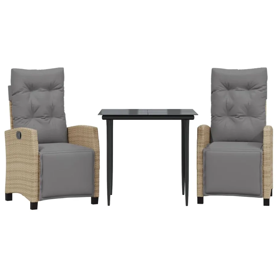 Ensemble à manger de jardin et coussins 3 pcs mélange beige - 2