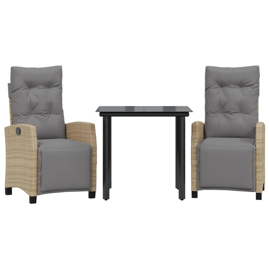 Ensemble à manger de jardin et coussins 3 pcs mélange beige - 2