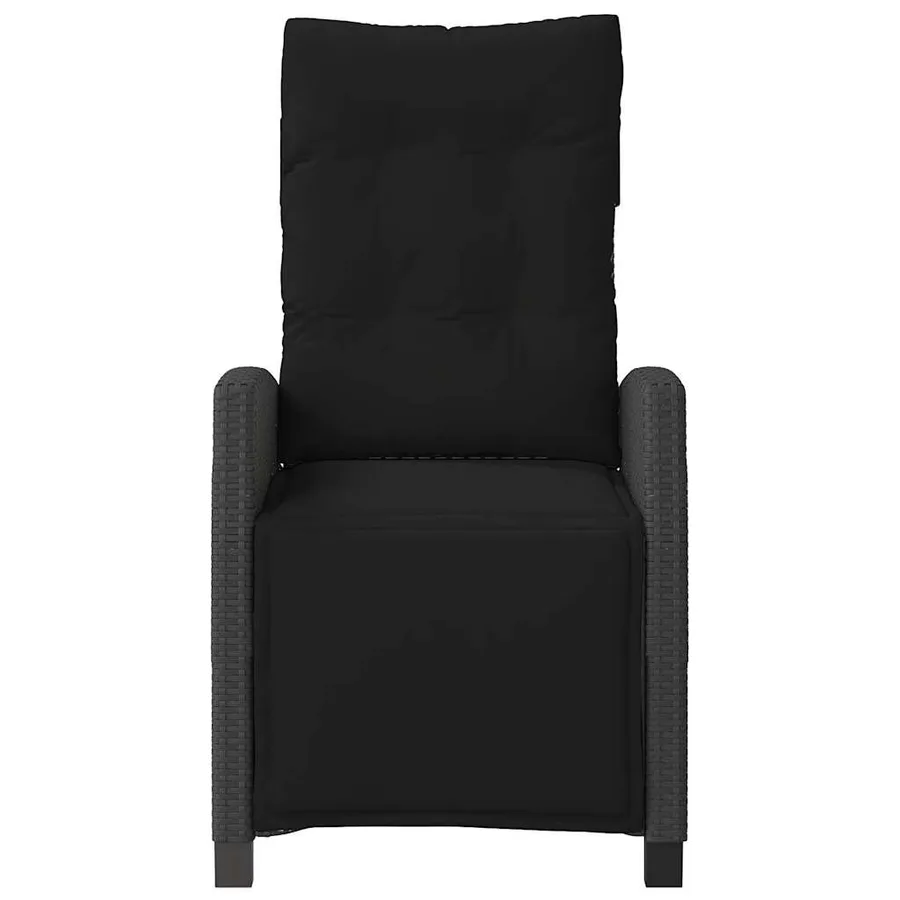 Chaise inclinable de jardin et repose-pied noir résine tressée - 4