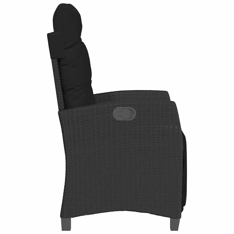 Chaise inclinable de jardin et repose-pied noir résine tressée - 5