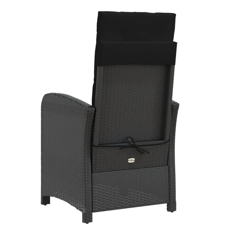 Chaise inclinable de jardin et repose-pied noir résine tressée - 6