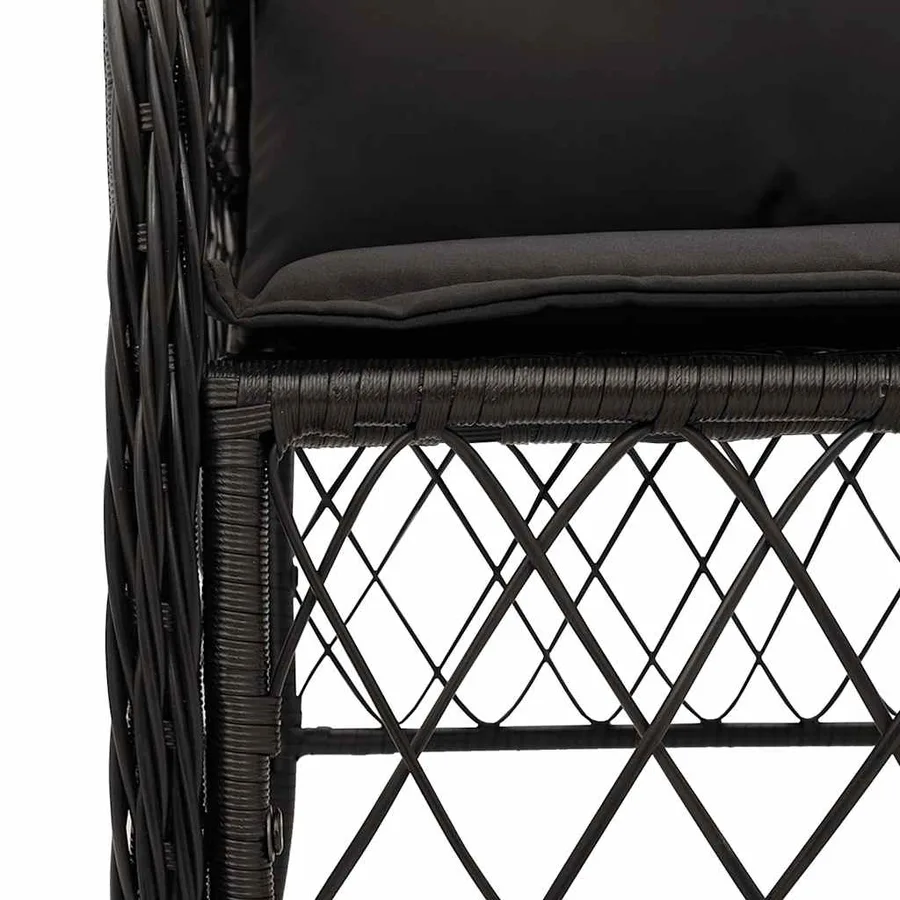 Ensemble à manger de jardin coussins 5pcs Noir Résine tressée - 5