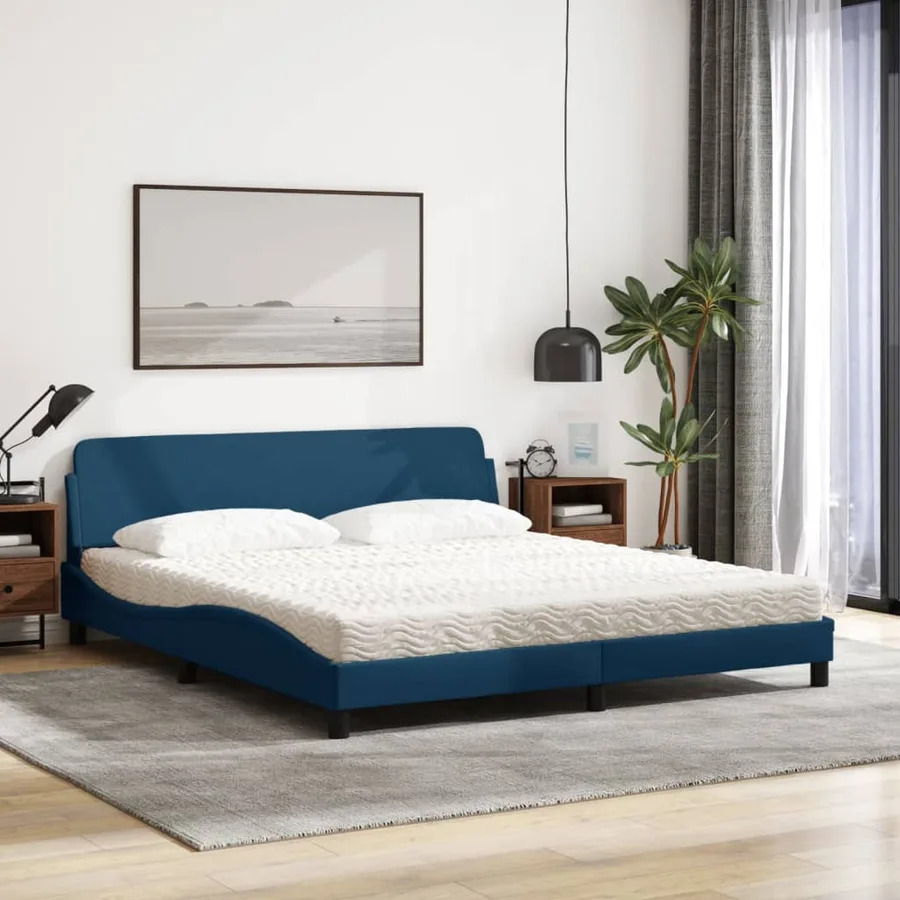 Lit avec matelas Dover bleu 180x200 cm tissu - 3