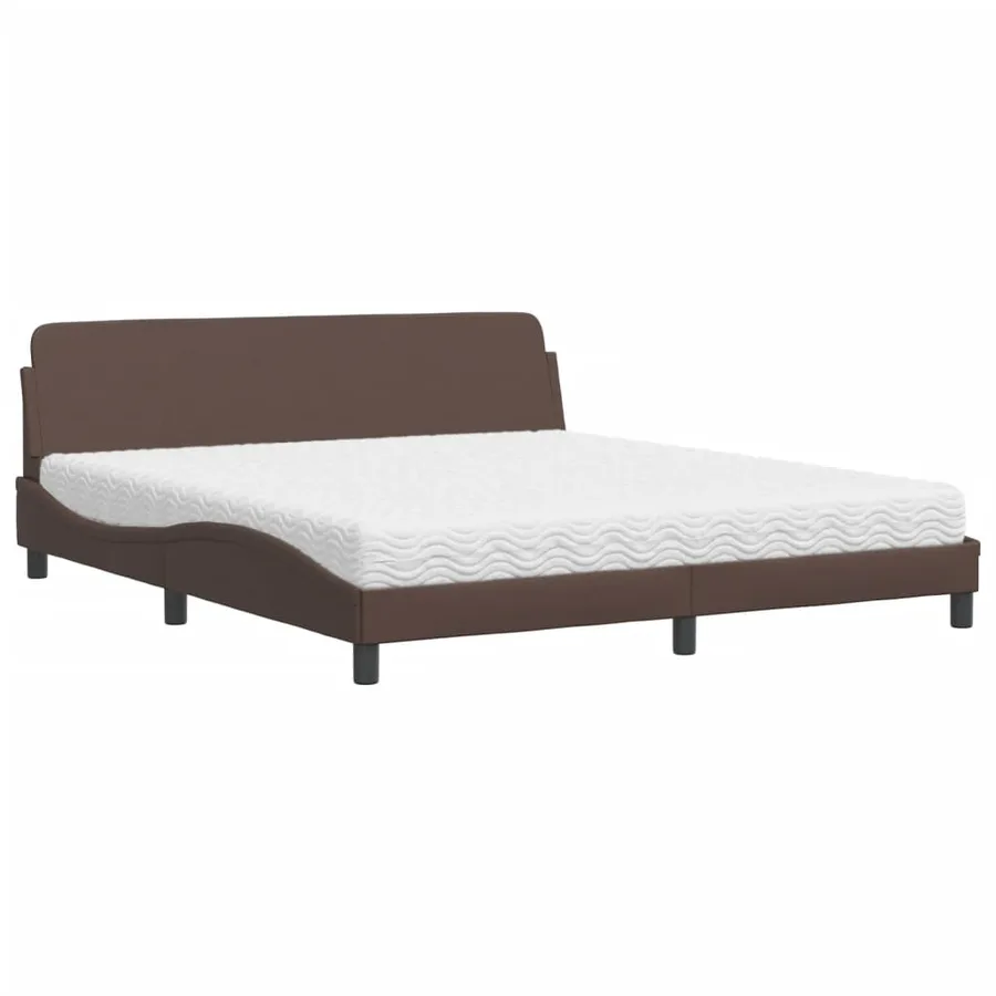 Lit avec matelas Dover marron 180x200 cm similicuir - 2