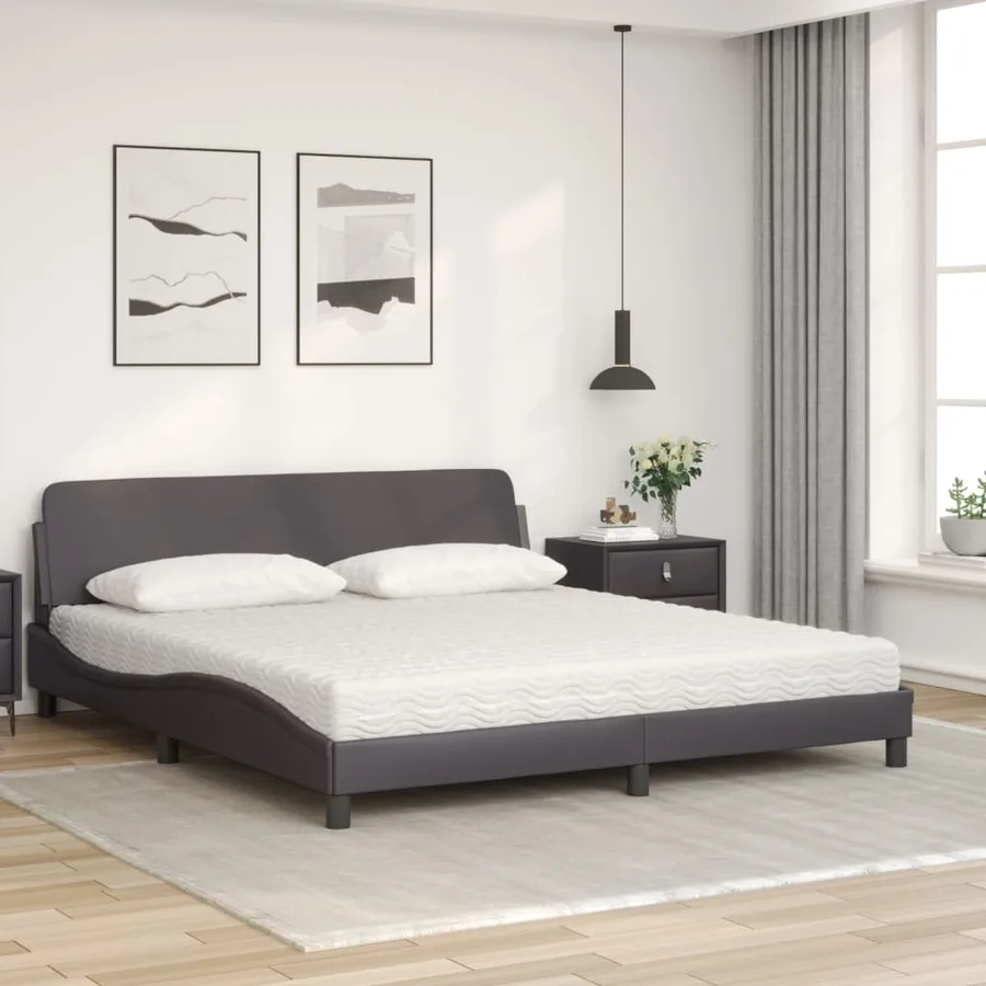 Lit avec matelas Dover marron 180x200 cm similicuir - 3