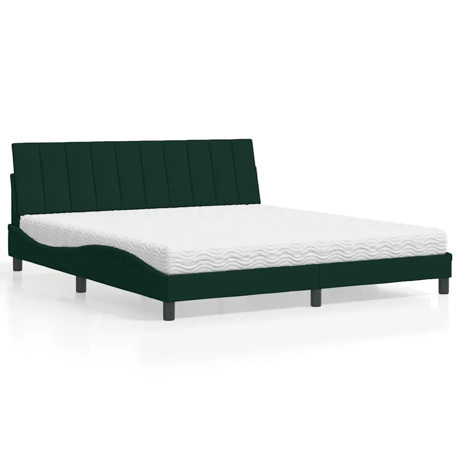 Lit avec matelas Hanko vert foncé 180x200 cm velours