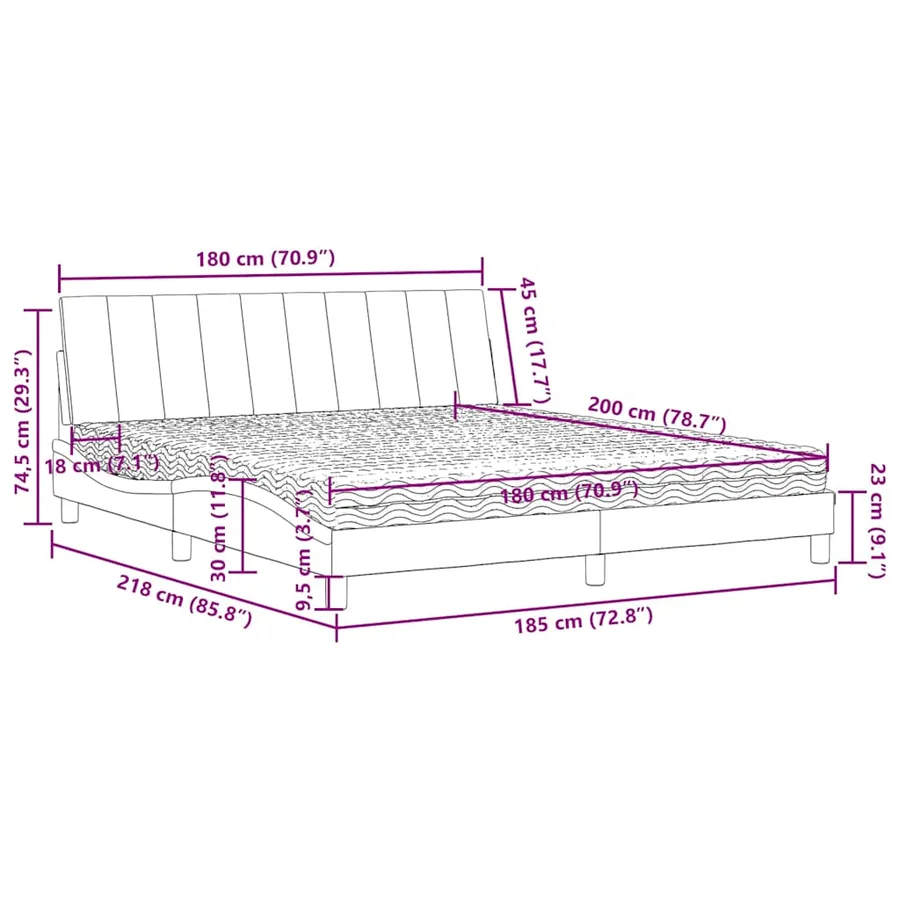 Lit avec matelas Hanko vert foncé 180x200 cm velours - 11