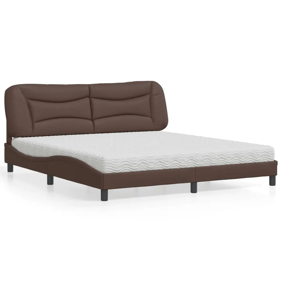 Lit avec matelas Hvar marron 180x200 cm similicuir