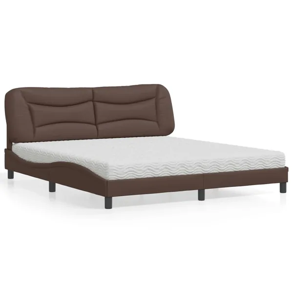 Lit avec matelas Hvar marron 180x200 cm similicuir